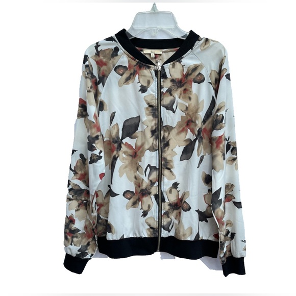 Tua Jackets & Blazers - M Medium Tua Sheer Off White Floral Light Bomber Jacket Activewear Casual Indie